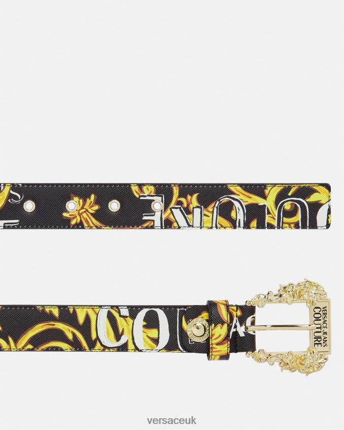 Women Versace Logo Couture1 Belt 6D2D062351 Black & Gold Accessories