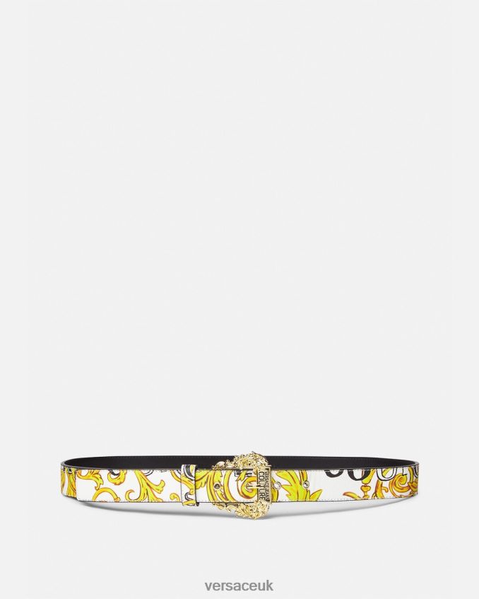 Women Versace Logo Couture1 Belt 6D2D062352 Gold & White Accessories