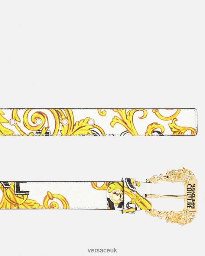 Women Versace Logo Couture1 Belt 6D2D062352 Gold & White Accessories