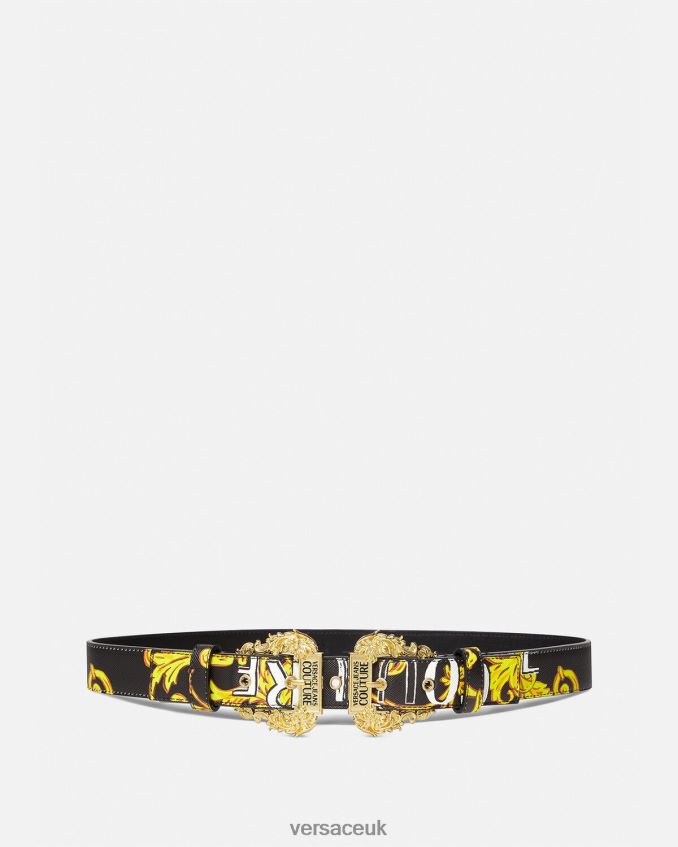 Women Versace Logo Couture Belt 6D2D062350 Black & Gold Accessories