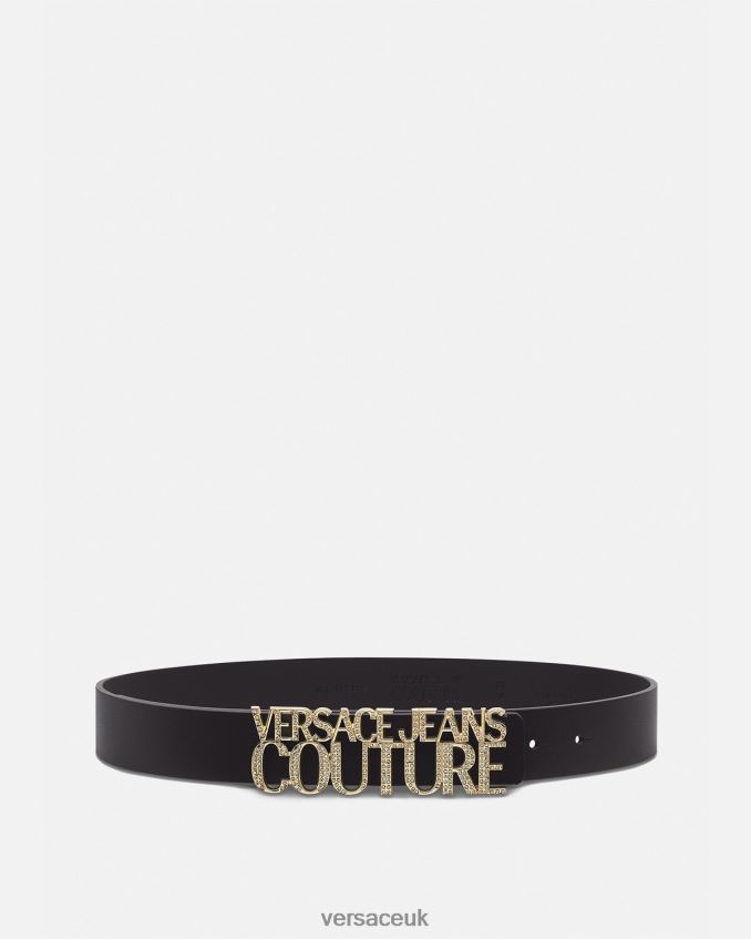 Women Versace Logo Leather Belt 6D2D062338 Black Accessories