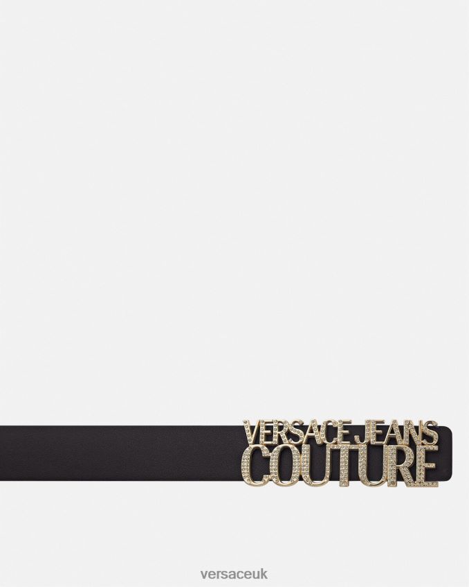 Women Versace Logo Leather Belt 6D2D062338 Black Accessories