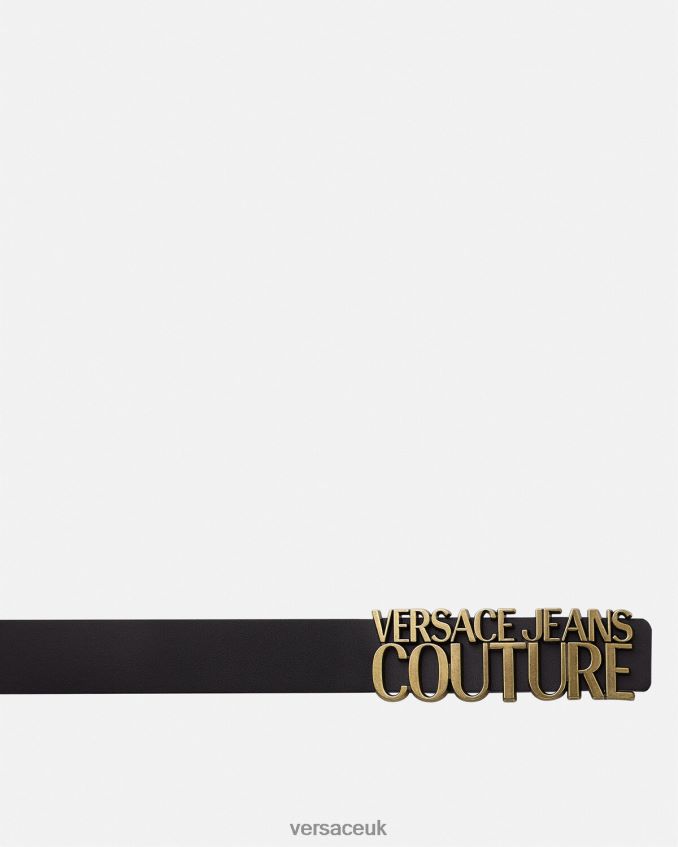 Women Versace Logo Leather Belt 6D2D062339 Black Accessories