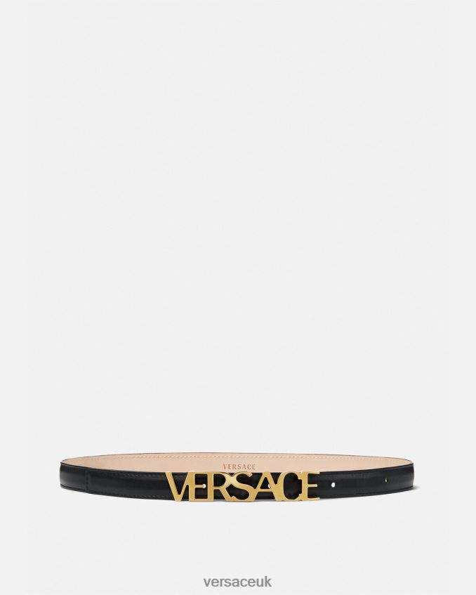 Women Versace Logo Thin Leather Belt 6D2D06538 Black Accessories