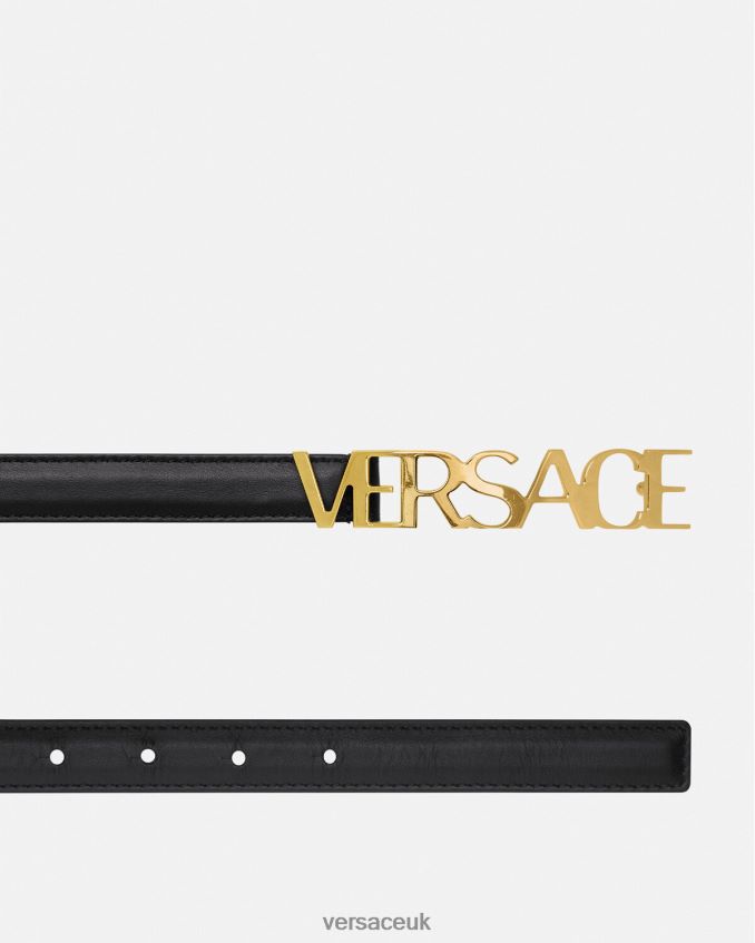 Women Versace Logo Thin Leather Belt 6D2D06538 Black Accessories
