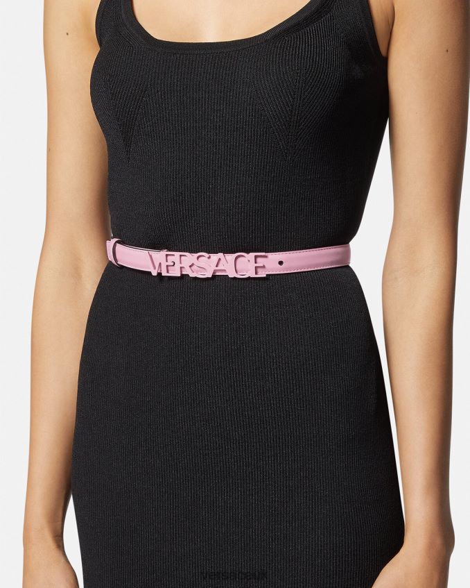 Women Versace Logo Thin Leather Belt 6D2D06550 Pink Accessories