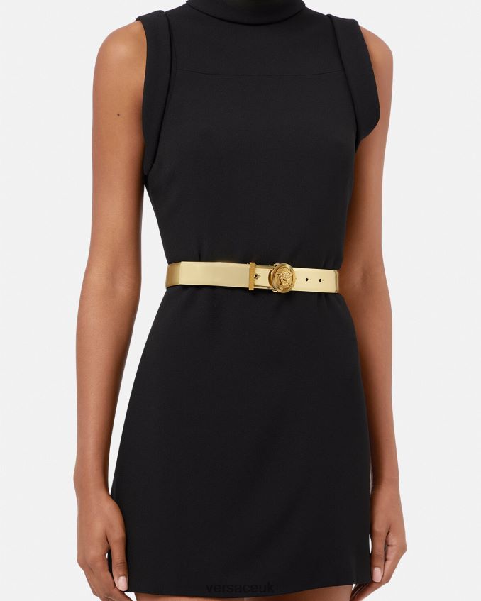 Women Versace Medusa Biggie Leather Belt 6D2D06529 Gold Accessories