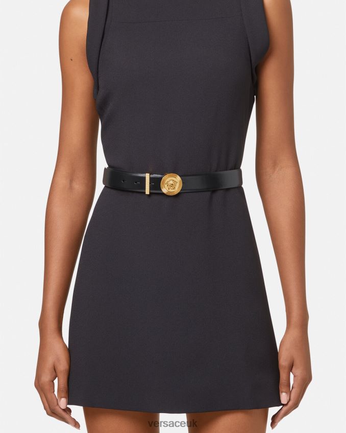 Women Versace Medusa Biggie Leather Belt 6D2D06531 Black Accessories