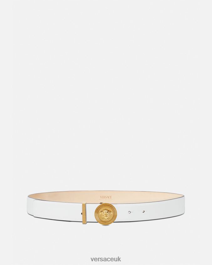 Women Versace Medusa Biggie Leather Belt 6D2D06532 White Accessories