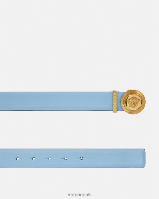 Women Versace Medusa Biggie Leather Belt 6D2D06546 Light Blue Accessories