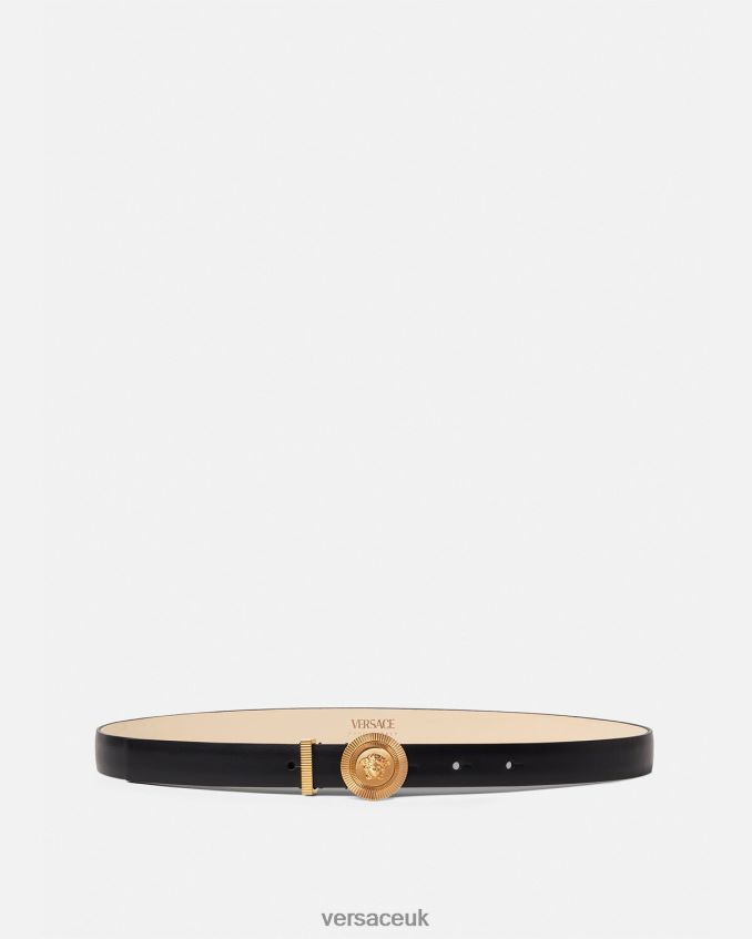 Women Versace Medusa Biggie Thin Leather Belt 6D2D06533 Black Accessories