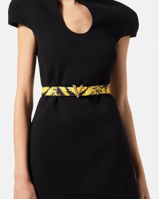Women Versace Virtus Barocco Leather Belt 6D2D06554 Print Accessories
