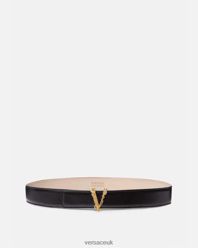 Women Versace Virtus Leather Belt 6D2D06539 Black Accessories