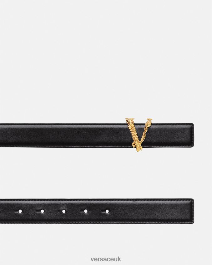 Women Versace Virtus Leather Belt 6D2D06539 Black Accessories