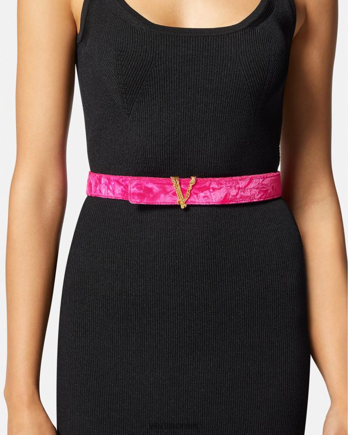 Women Versace Virtus Velvet Belt 6D2D06552 Pink Accessories