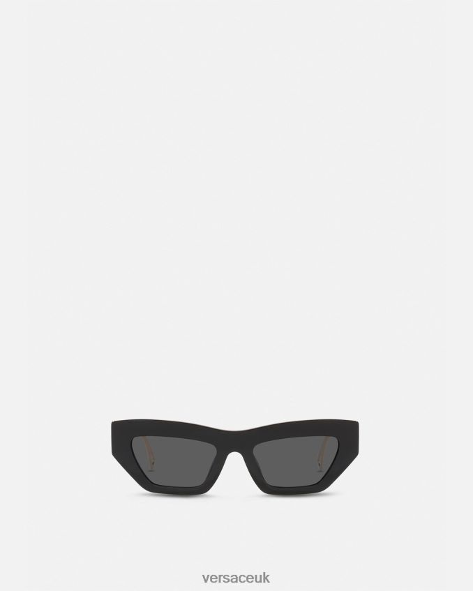 Women Versace 90s Vintage Logo Cat-Eye Sunglasses 6D2D06615 Black & Gold Accessories