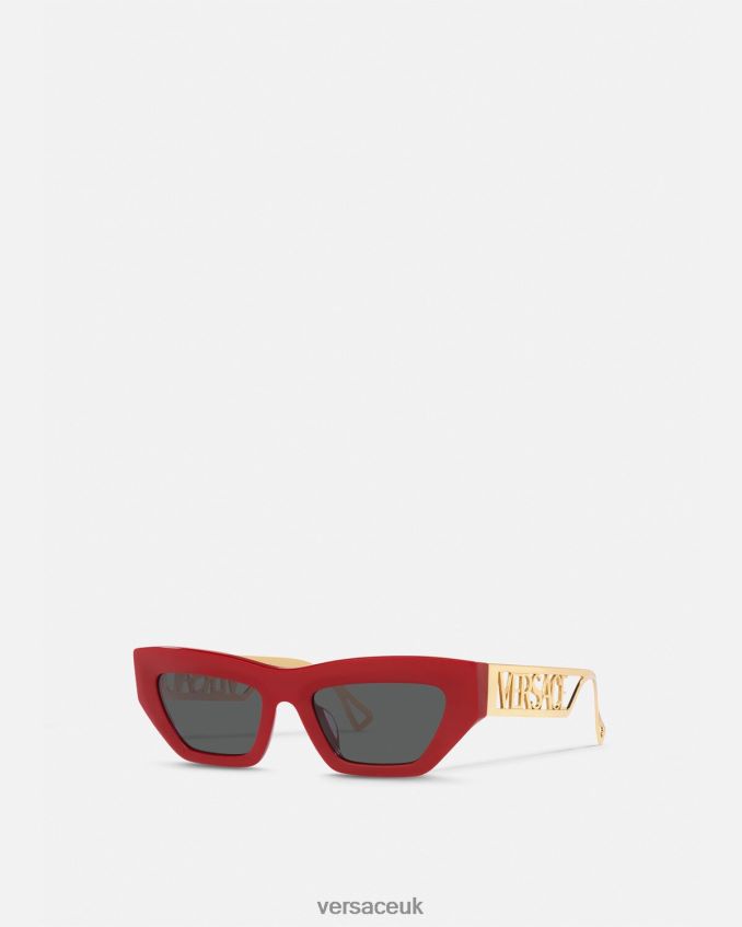 Women Versace 90s Vintage Logo Cat-Eye Sunglasses 6D2D06616 Red & Gold Accessories