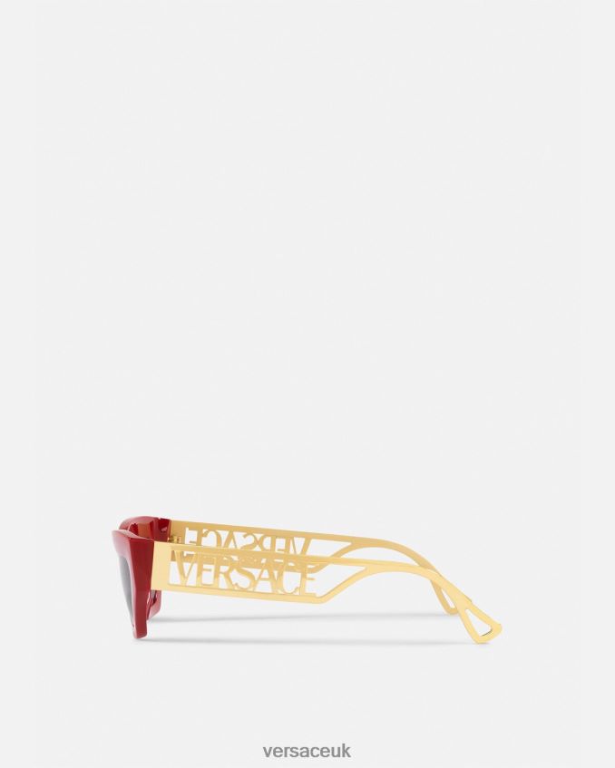 Women Versace 90s Vintage Logo Cat-Eye Sunglasses 6D2D06616 Red & Gold Accessories