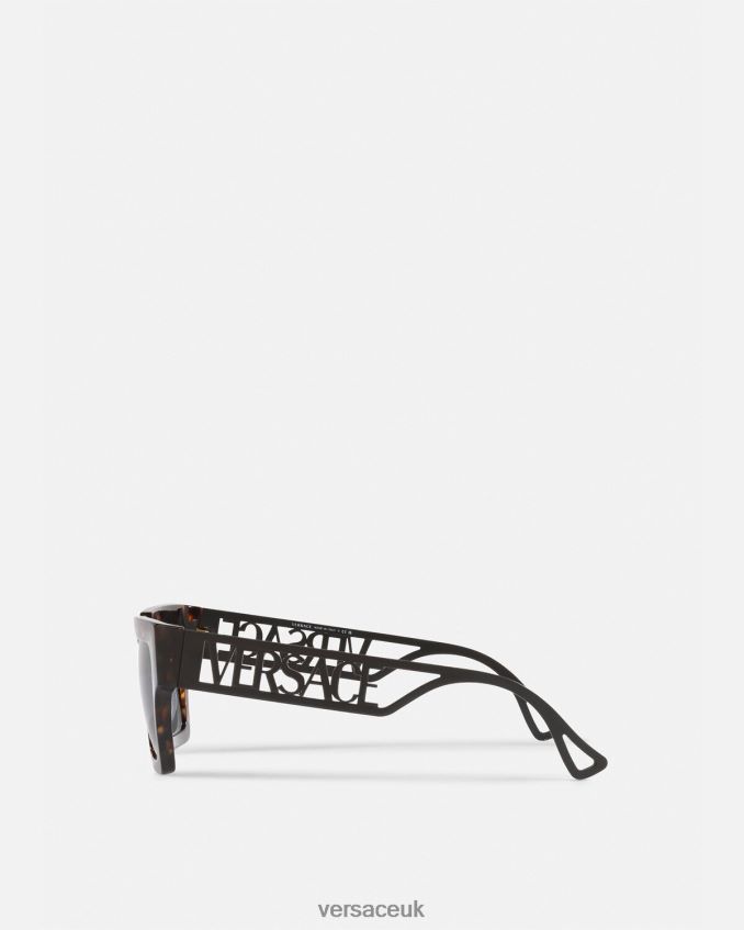 Women Versace 90s Vintage Logo Sunglasses 6D2D06620 Havana Accessories