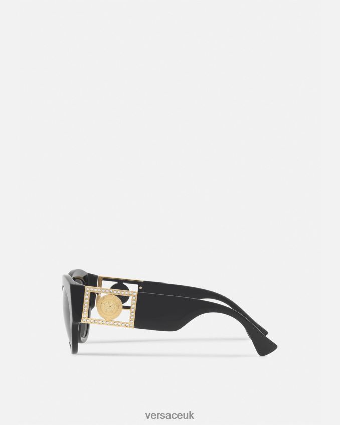 Women Versace Bright Medusa Crystal Sunglasses 6D2D06627 Black Accessories