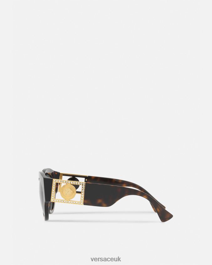 Women Versace Bright Medusa Crystal Sunglasses 6D2D06628 Havana Accessories