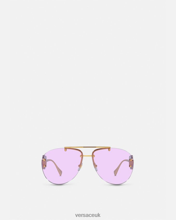 Women Versace Double Medusa Aviator Sunglasses 6D2D06624 Purple Accessories