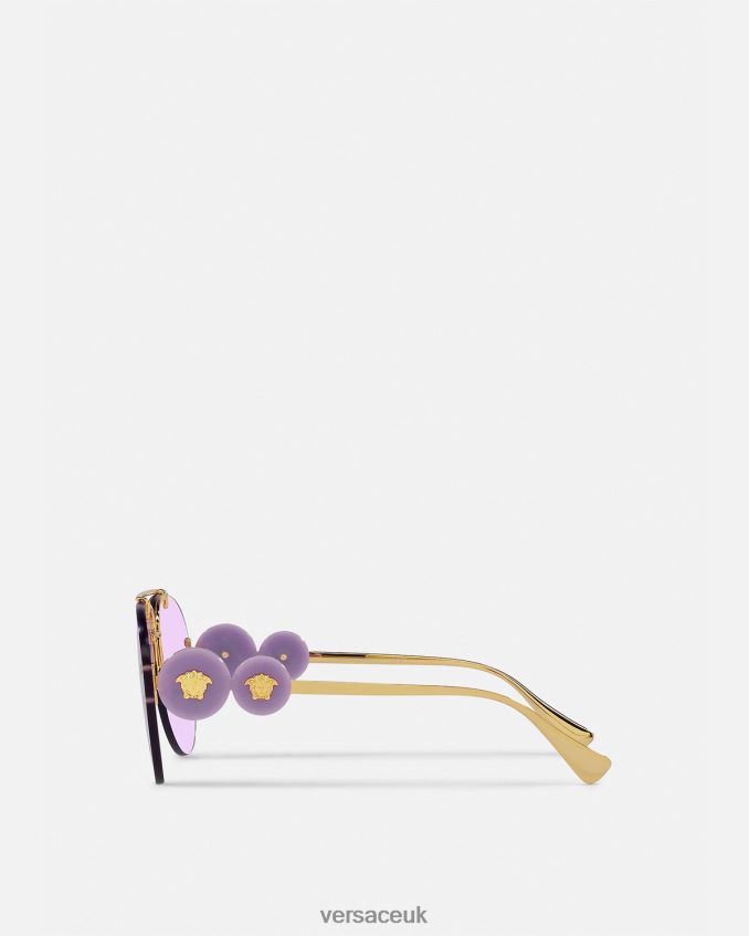 Women Versace Double Medusa Aviator Sunglasses 6D2D06624 Purple Accessories
