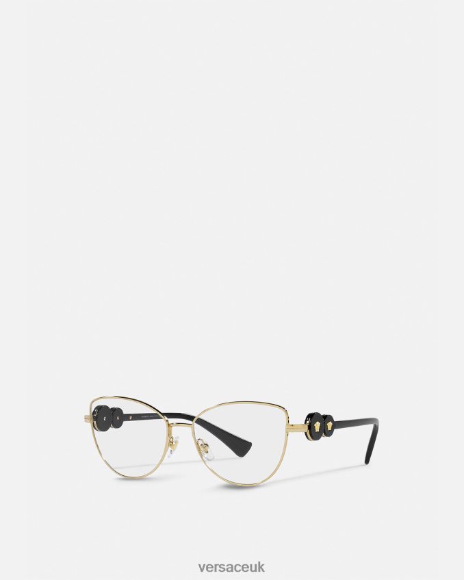 Women Versace Double Medusa Cat-Eye Glasses 6D2D06707 Black & Gold Accessories