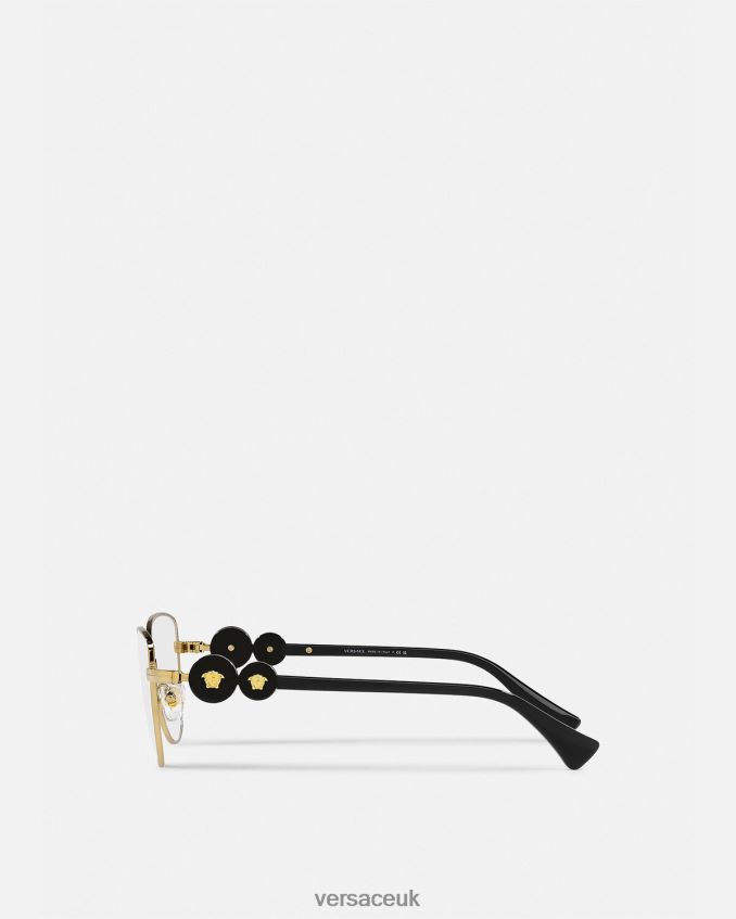 Women Versace Double Medusa Cat-Eye Glasses 6D2D06707 Black & Gold Accessories
