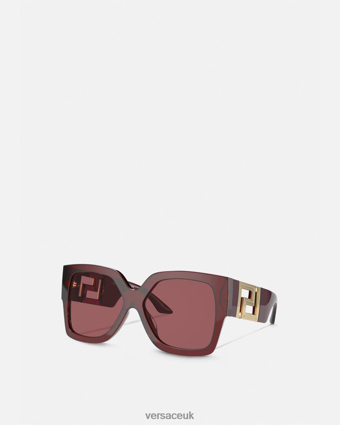 Women Versace Greca Sunglasses 6D2D06668 Burgundy Accessories