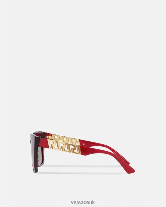 Women Versace La Greca Sunglasses 6D2D06698 Burgundy Accessories
