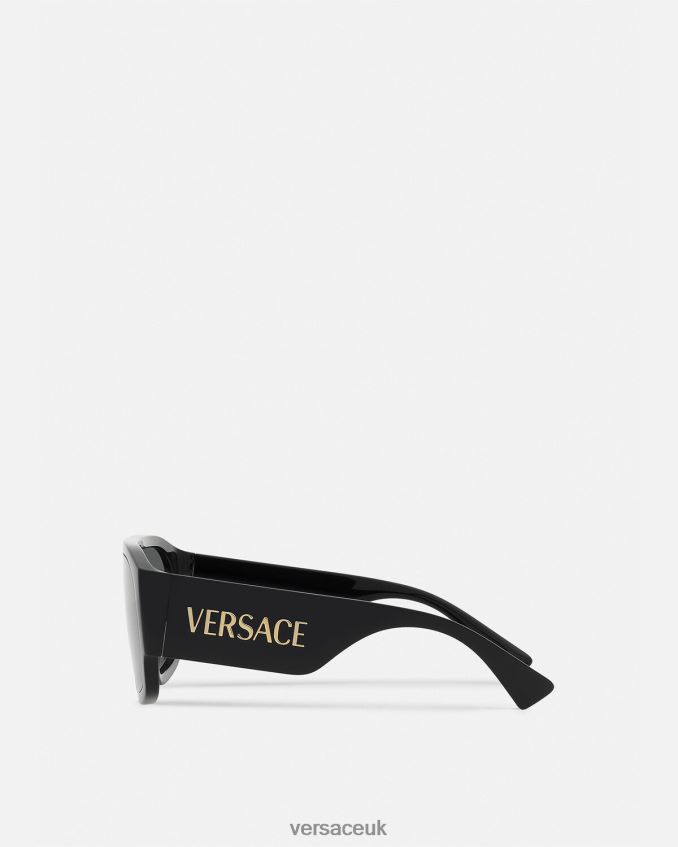 Women Versace Logo Aviator Sunglasses 6D2D06621 Black Accessories