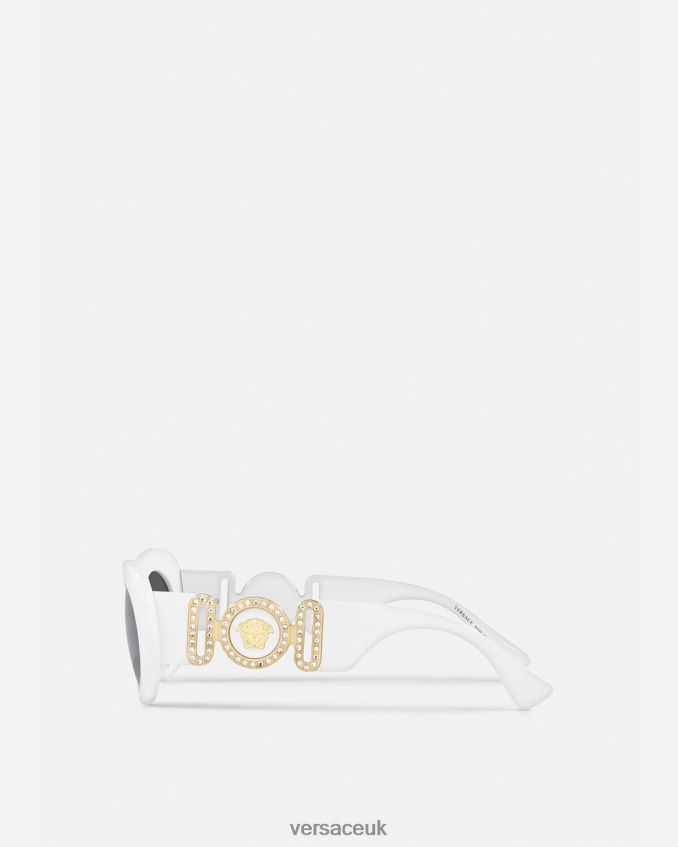 Women Versace Medusa Biggie Oval Sunglasses 6D2D06632 White Accessories
