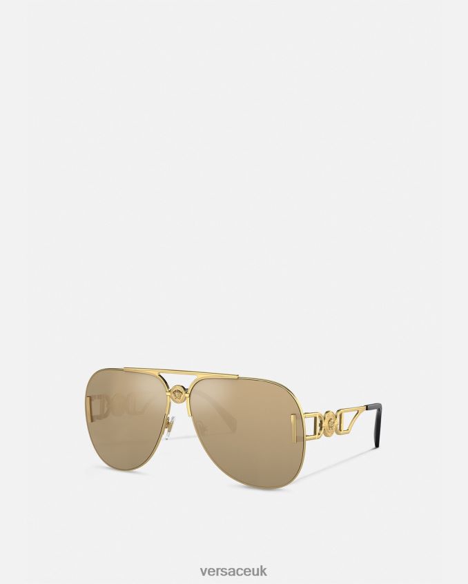 Women Versace Medusa Biggie Pilot Sunglasses 6D2D06595 Gold Accessories