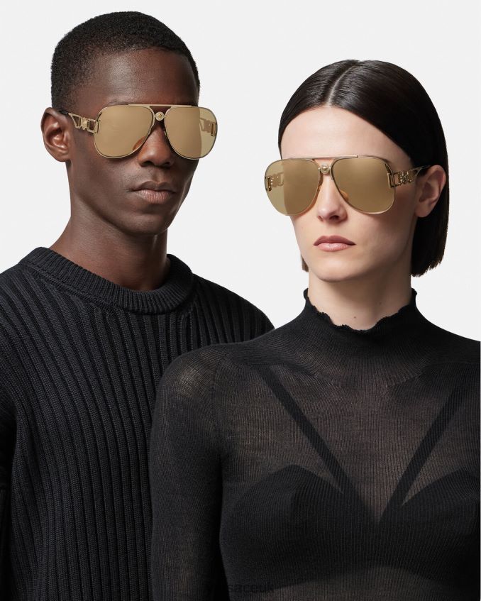 Women Versace Medusa Biggie Pilot Sunglasses 6D2D06595 Gold Accessories