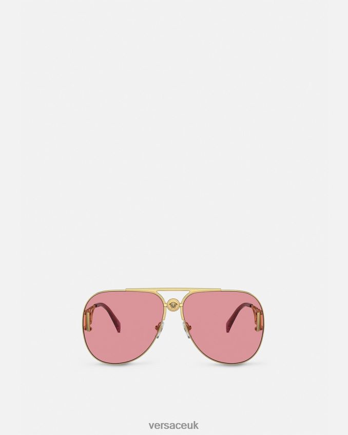 Women Versace Medusa Biggie Pilot Sunglasses 6D2D06598 Gold & Pink Accessories