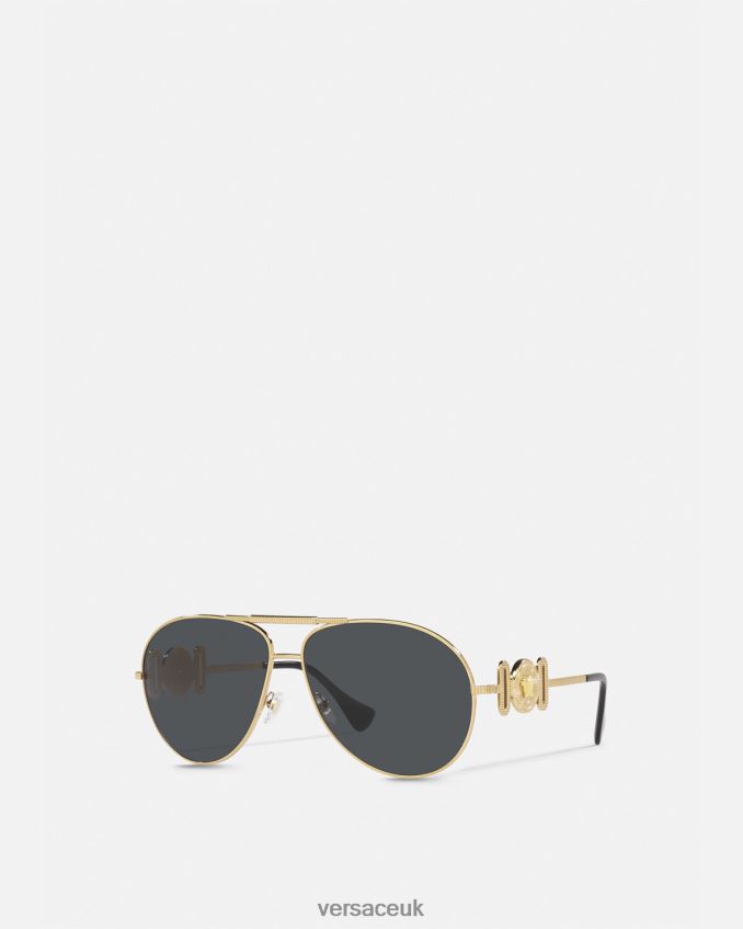 Women Versace Medusa Biggie Pilot Sunglasses 6D2D06695 Gold Accessories