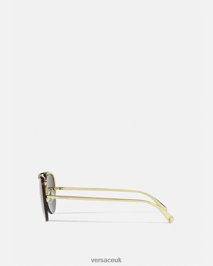 Women Versace Medusa Glam Pilot Sunglasses 6D2D06674 Black & Gold Accessories