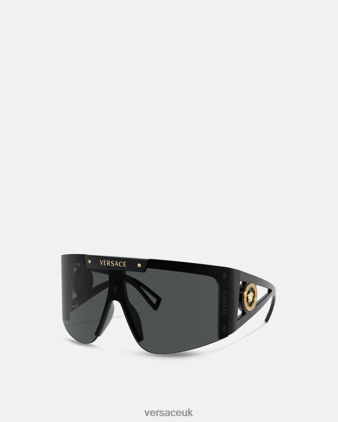 Women Versace Medusa Icon Shield Sunglasses 6D2D06670 Black Accessories