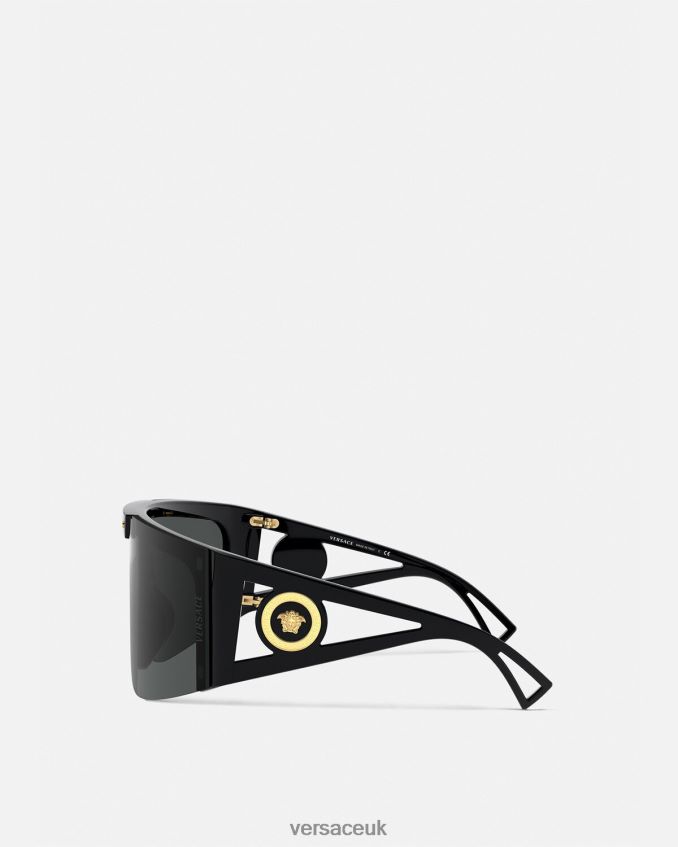 Women Versace Medusa Icon Shield Sunglasses 6D2D06670 Black Accessories