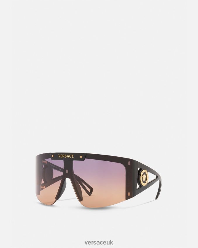 Women Versace Medusa Icon Shield Sunglasses 6D2D06670 Black Accessories