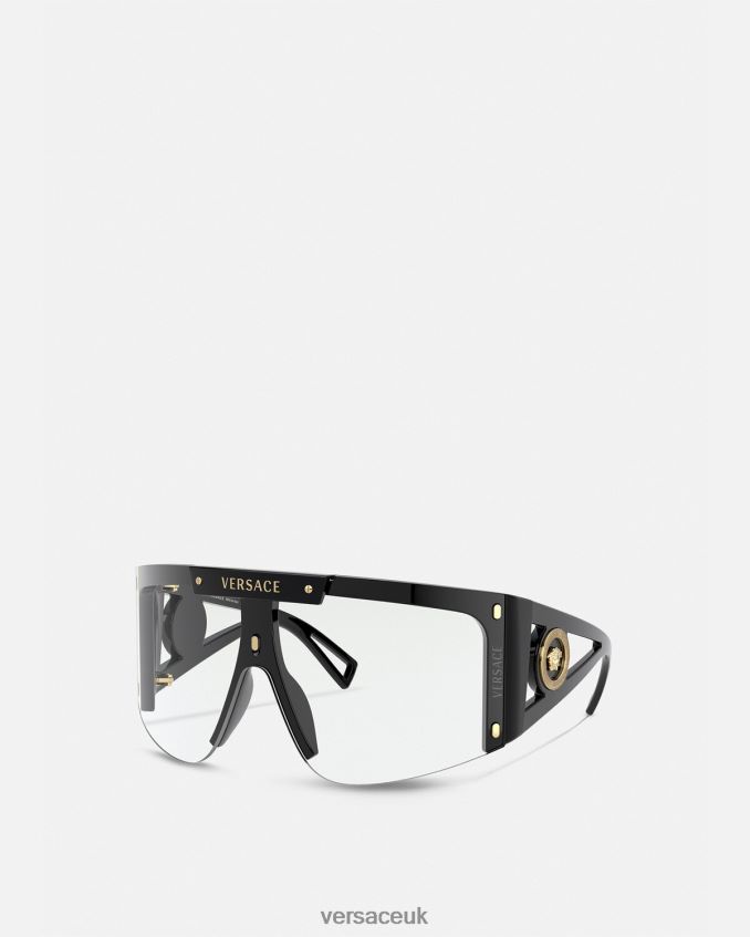 Women Versace Medusa Icon Shield Sunglasses 6D2D06670 Black Accessories