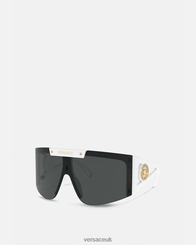 Women Versace Medusa Icon Shield Sunglasses 6D2D06671 White & Black Accessories