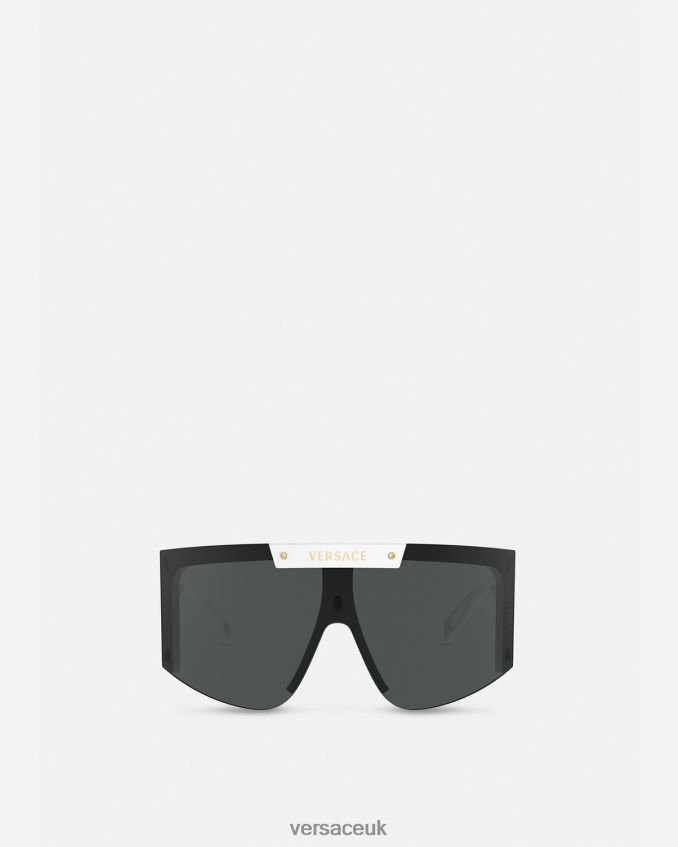 Women Versace Medusa Icon Shield Sunglasses 6D2D06671 White & Black Accessories