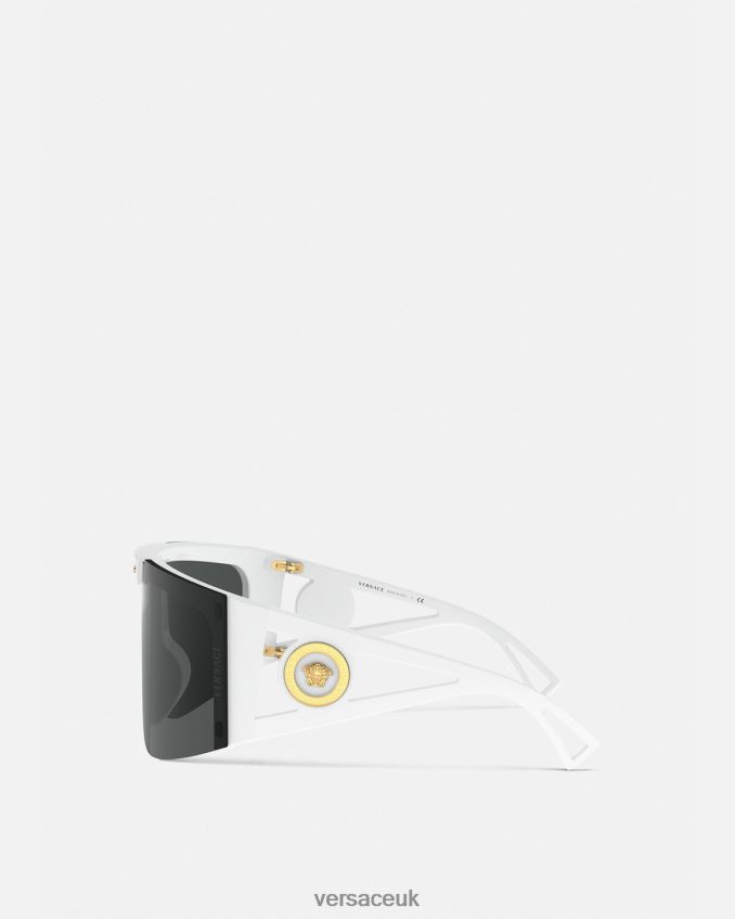 Women Versace Medusa Icon Shield Sunglasses 6D2D06671 White & Black Accessories