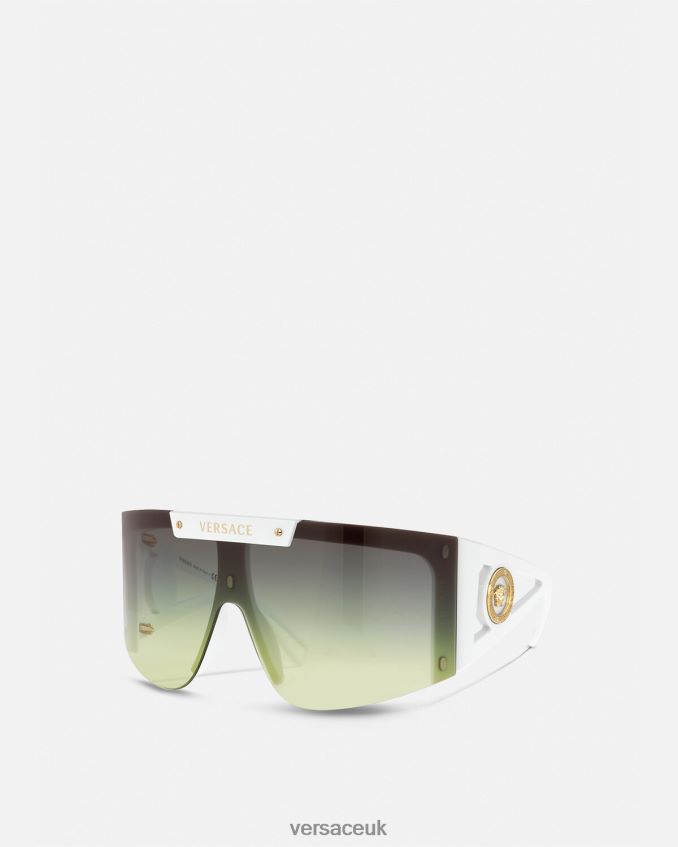 Women Versace Medusa Icon Shield Sunglasses 6D2D06671 White & Black Accessories
