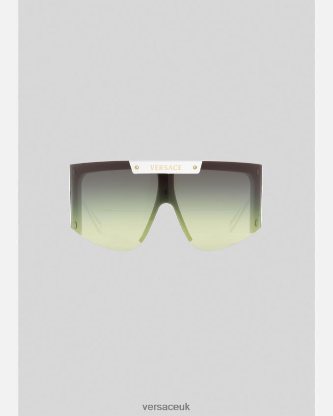 Women Versace Medusa Icon Shield Sunglasses 6D2D06671 White & Black Accessories