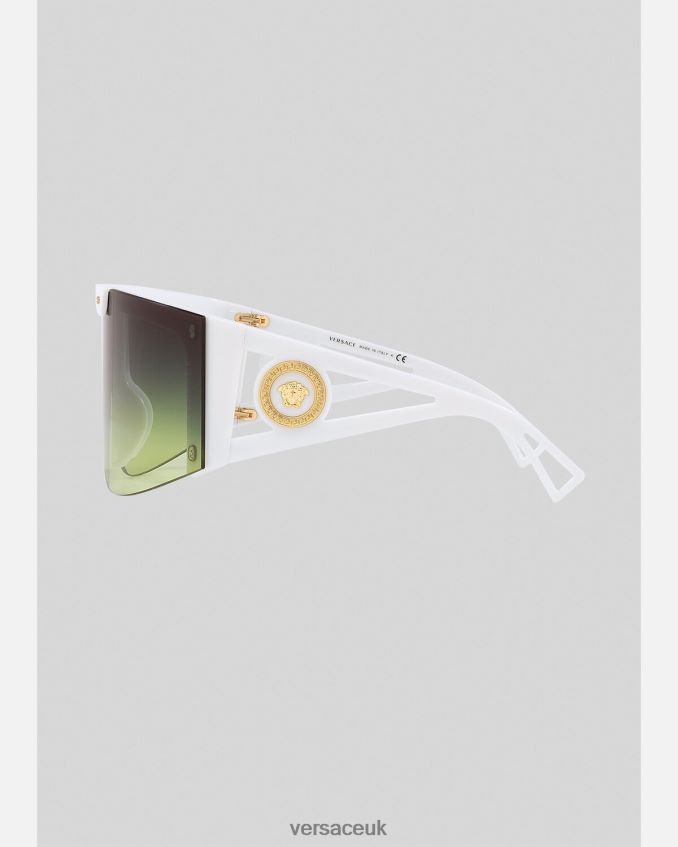 Women Versace Medusa Icon Shield Sunglasses 6D2D06671 White & Black Accessories