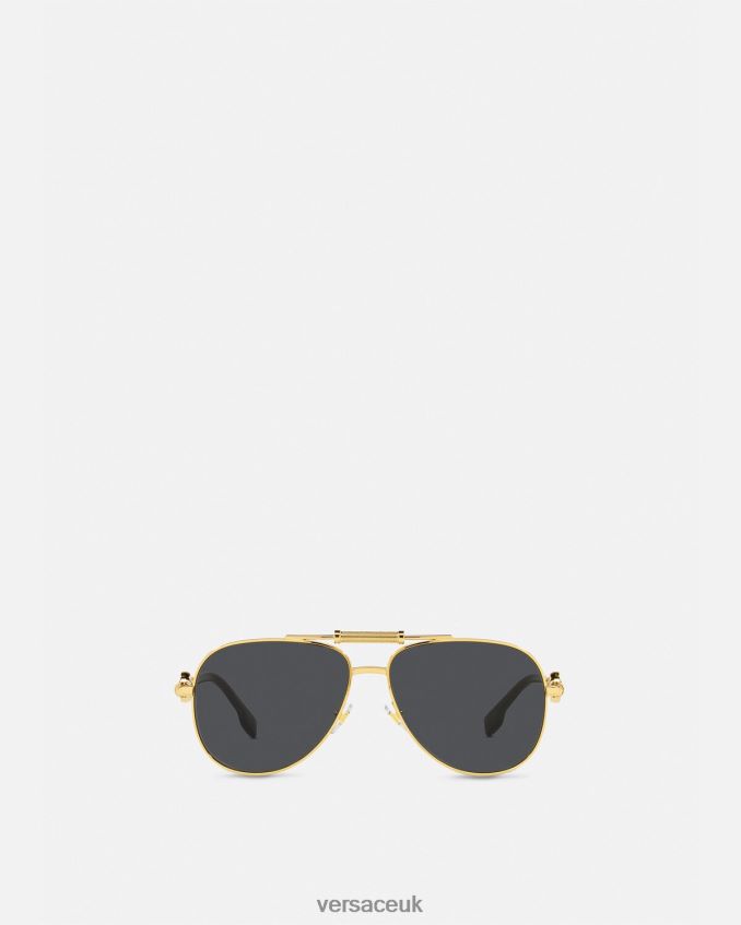 Women Versace Medusa Polis Sunglasses 6D2D06659 Black & Gold Accessories