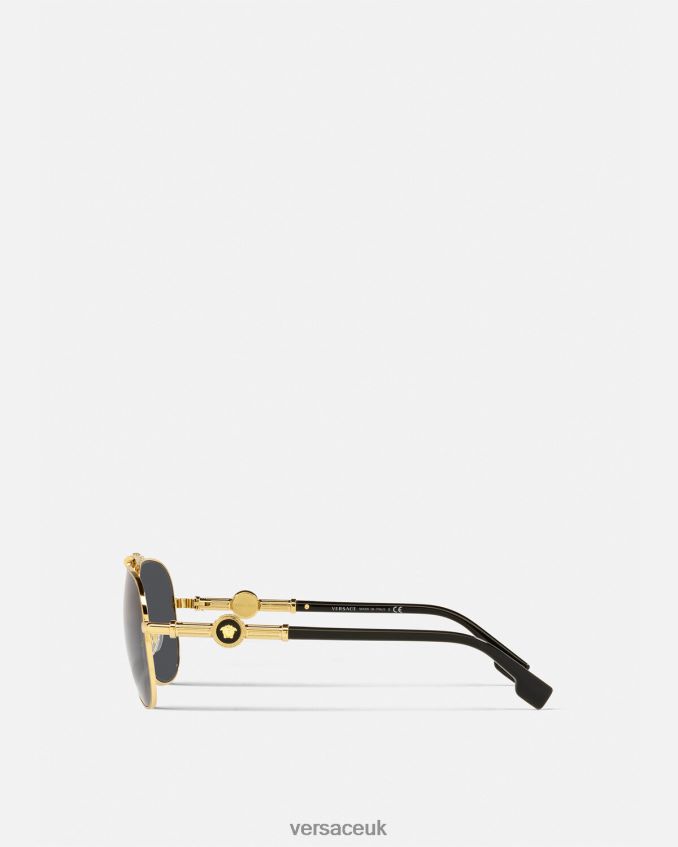 Women Versace Medusa Polis Sunglasses 6D2D06659 Black & Gold Accessories